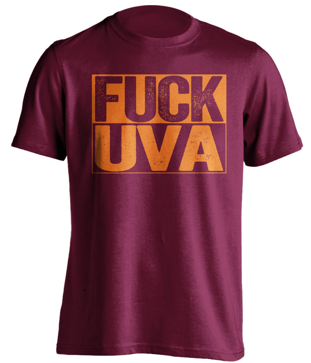 fuck uva maroon and orange tshirt uncensored