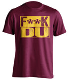 fuck du denver UMD duluth bulldogs maroon shirt censored