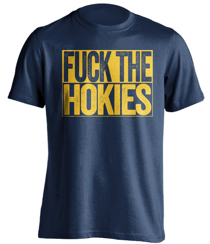 fuck the hokies wvu mountaineers blue shirt uncensored
