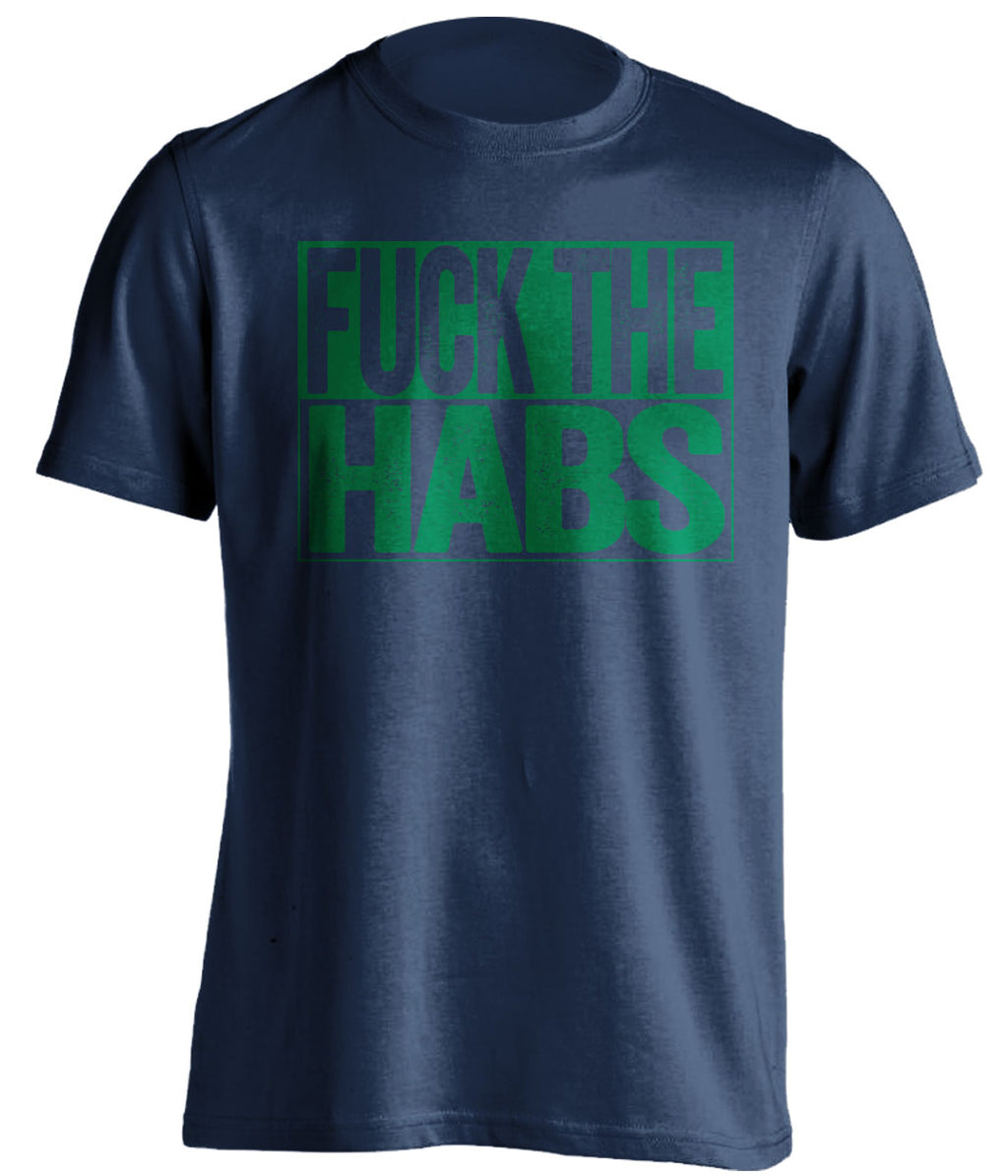 fuck the habs navy and green tshirt uncensored
