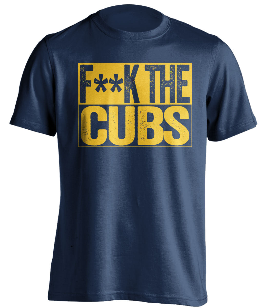 fuck the cubs milwaukee brewers fan navy shirt censored