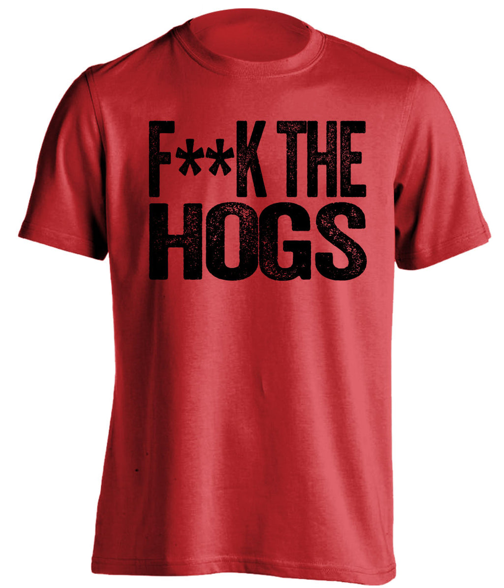 fuck the hogs censored red tshirt for ASU a-state fans