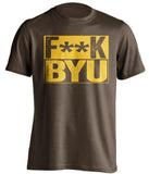 F**K BYU Wyoming Cowboys brown TShirt