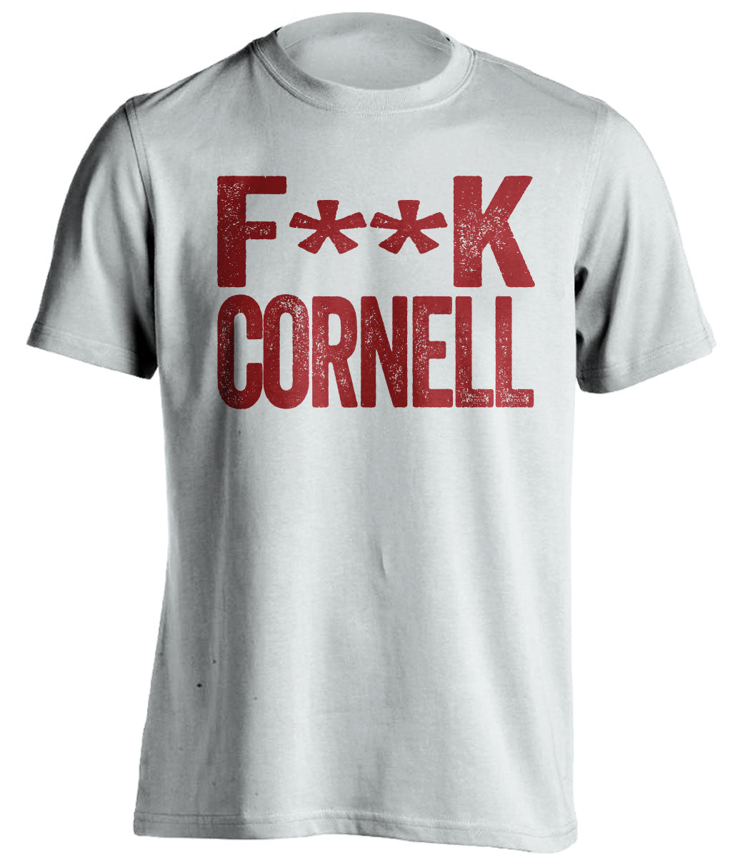 fuck cornell censored white tshirt harvard crimson fans