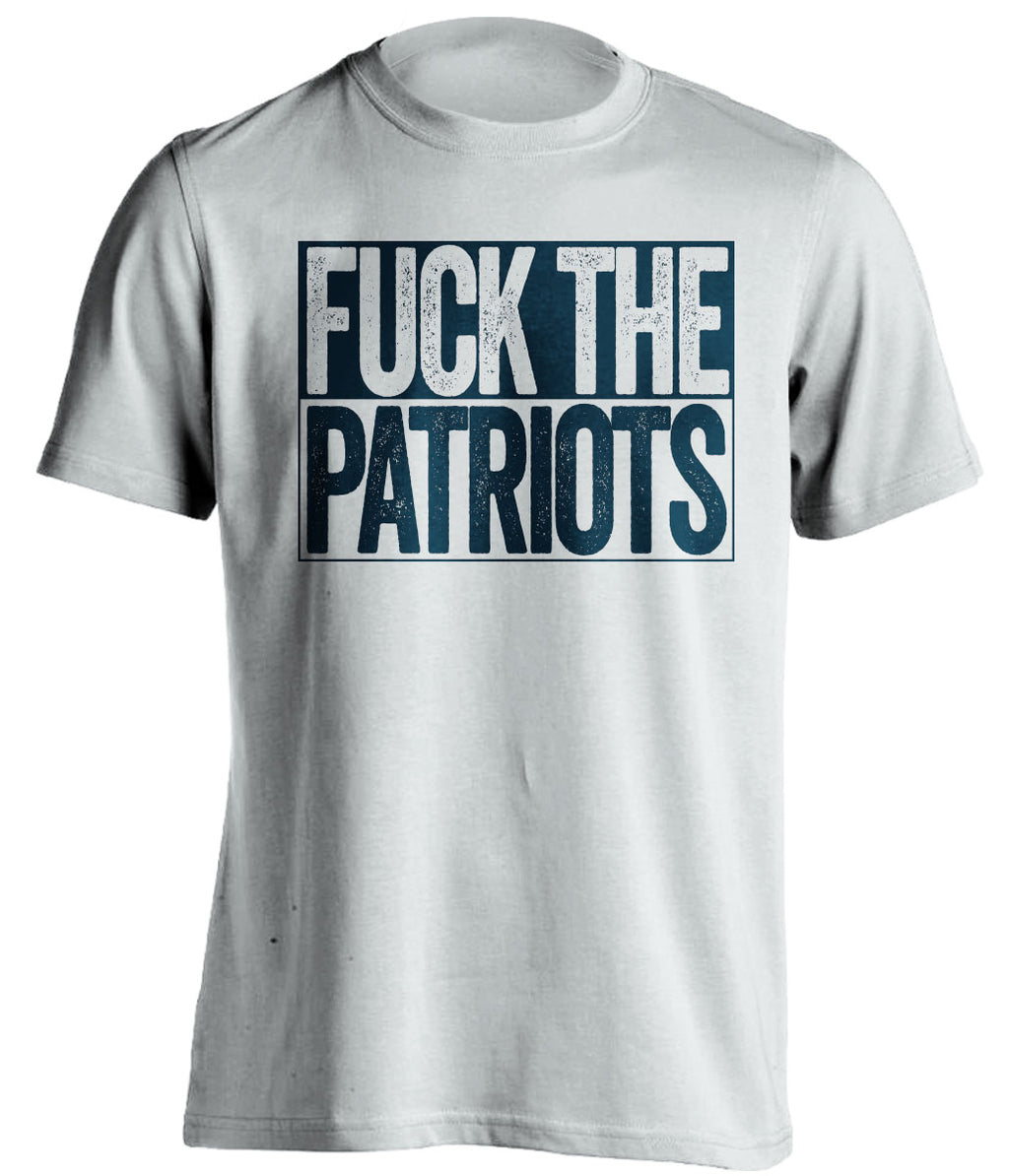 FUCK THE PATRIOTS - Patriots Haters Shirt - Navy and Grey Version - Box Design - Beef Shirts