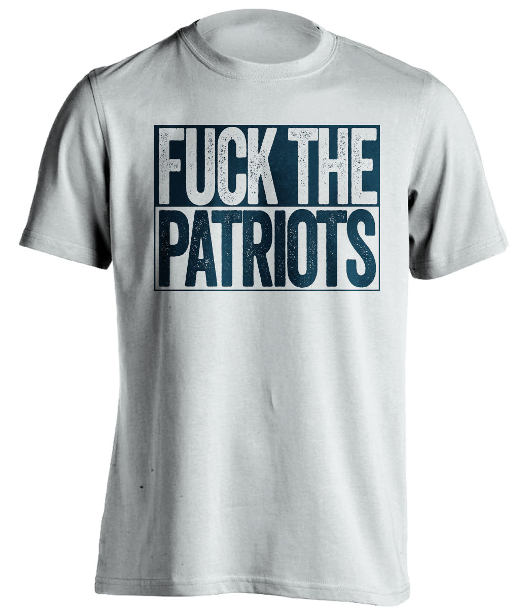 FUCK THE PATRIOTS - Patriots Haters Shirt - Navy and Grey Version - Box Design - Beef Shirts