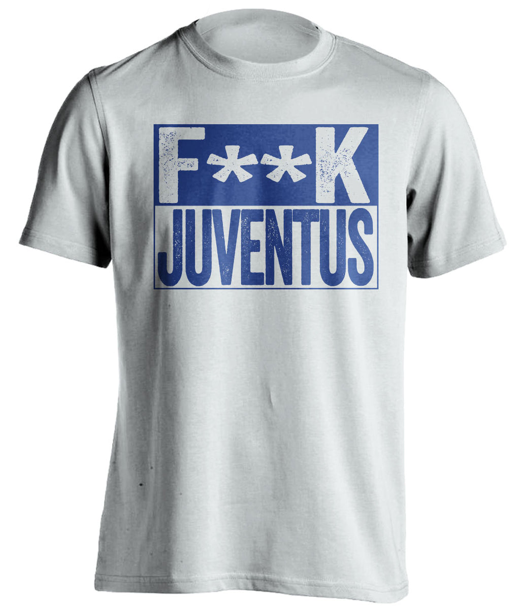 fuck juventus white and blue tshirt censored