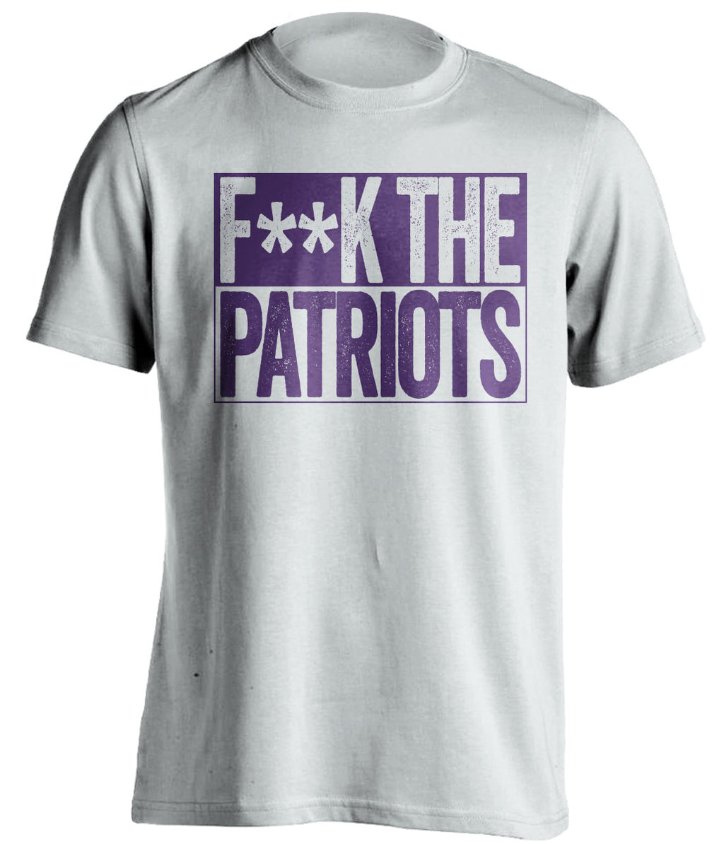 FUCK THE PATRIOTS - Patriots Haters Shirt - Purple and Gold Version - Box Design - Beef Shirts