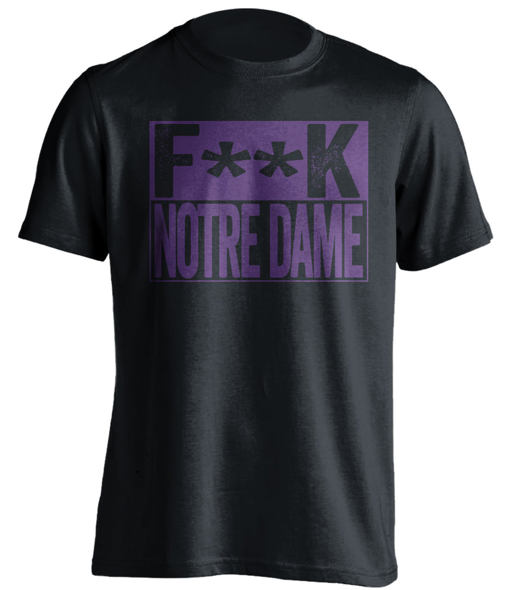 fuck notre dame black and purple tshirt censored