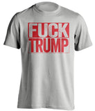 fuck trump navy grey shirt with red text uncensored