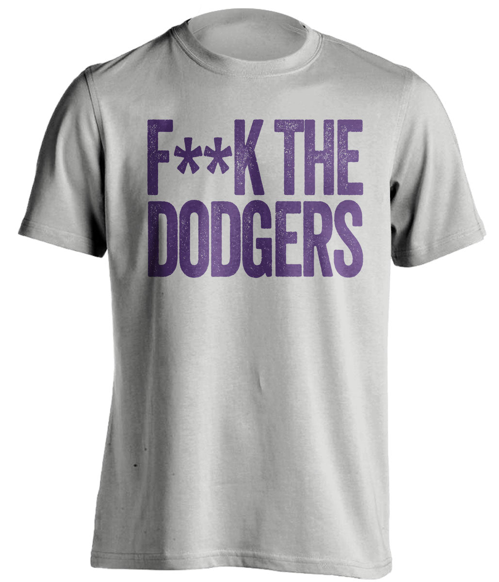 fuck the dodgers censored grey tshirt rockies fans