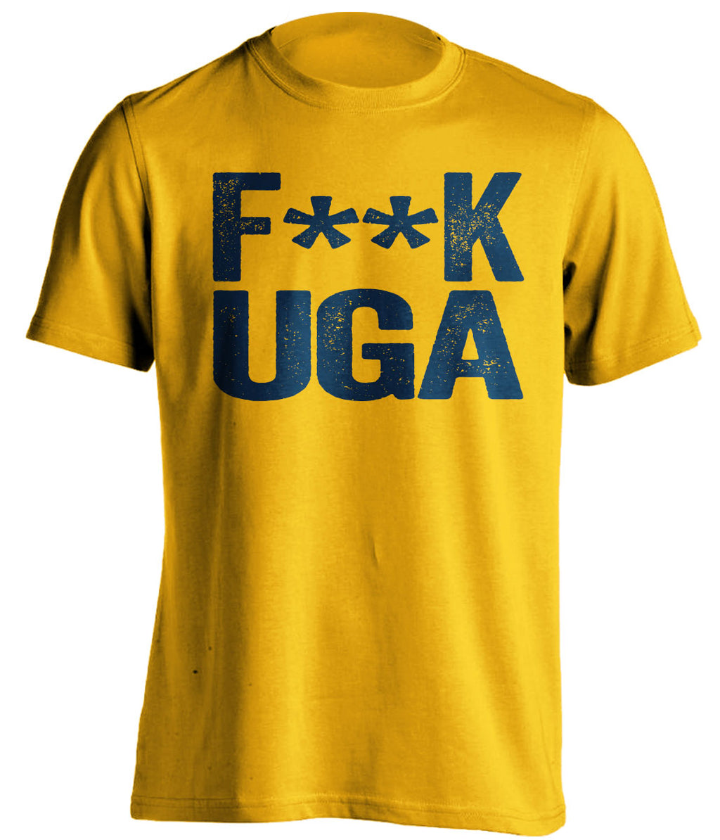 fuck uga bulldogs gold and navy tshirt censored
