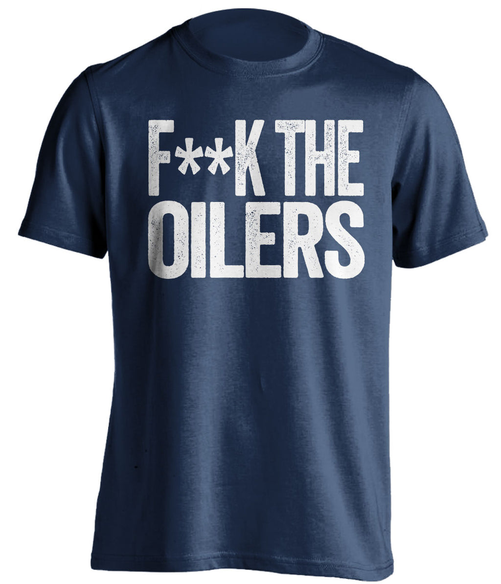 fuck the oilers maple leafs fan navy shirt censored
