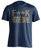 pitt panthers blue shirt says fuck notre dame censored