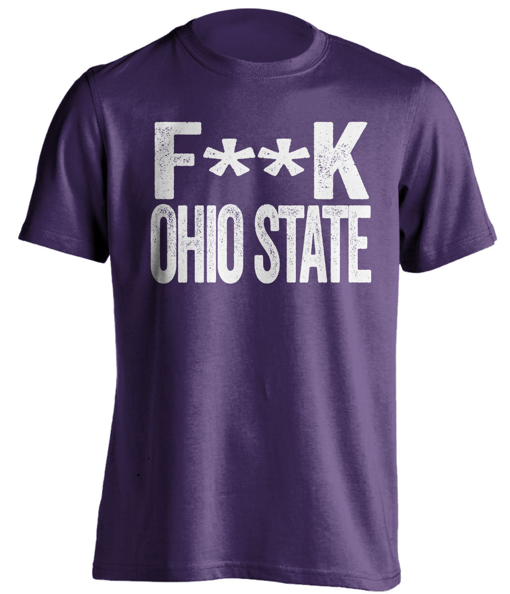 fuck ohio state buckeyes purple shirt northwestern student censored