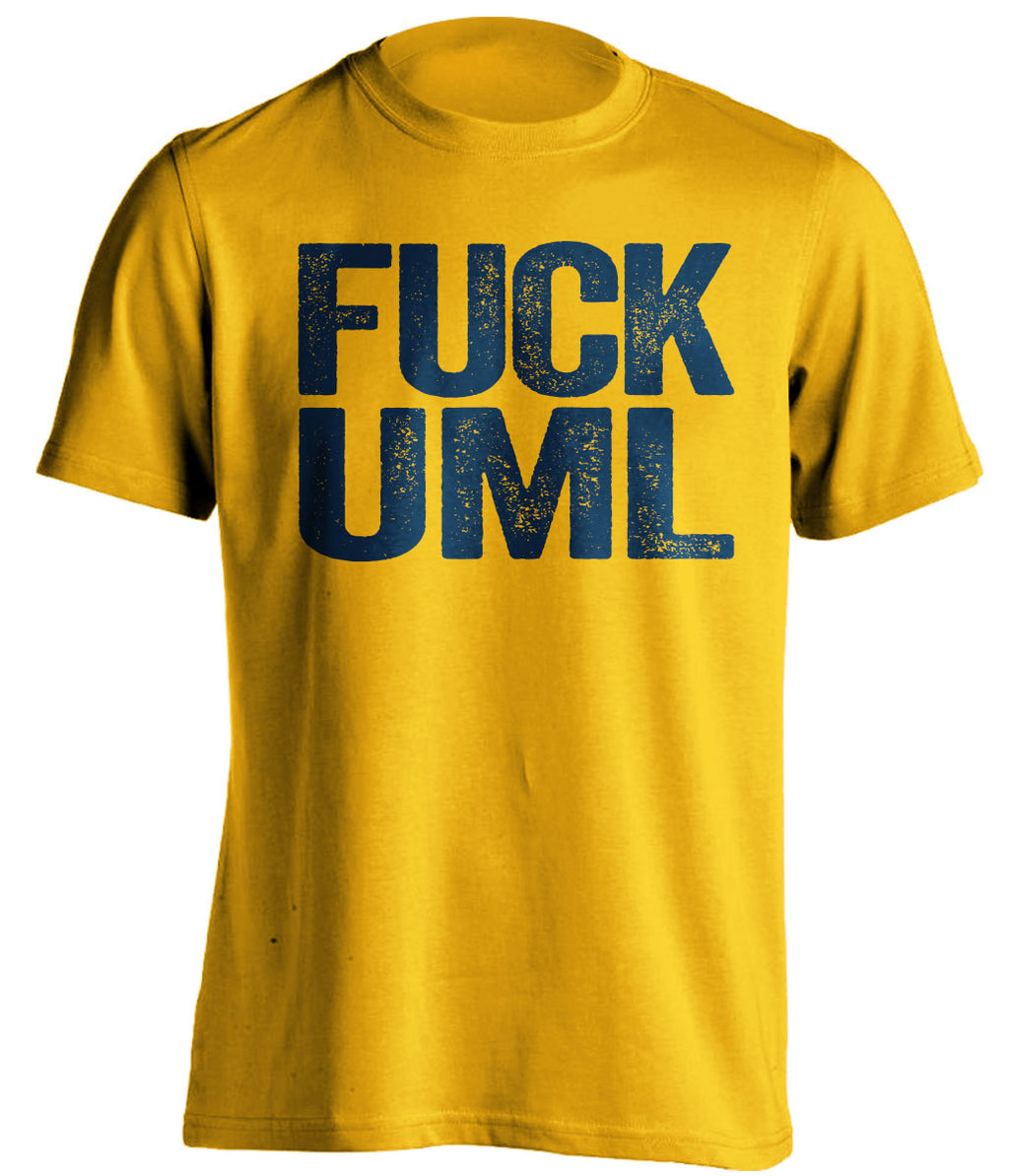 fuck uml lowell merrimack warriors gold tshirt uncensored