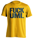 fuck uml lowell merrimack warriors gold tshirt uncensored