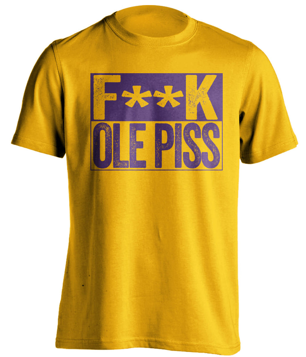 fuck ole piss miss lsu tigers gold shirt censored