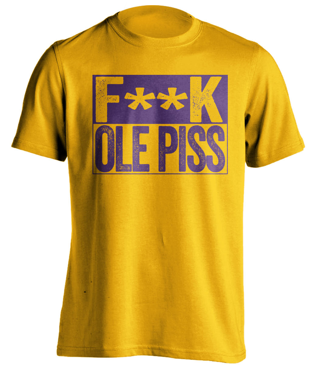 fuck ole piss miss lsu tigers gold shirt censored