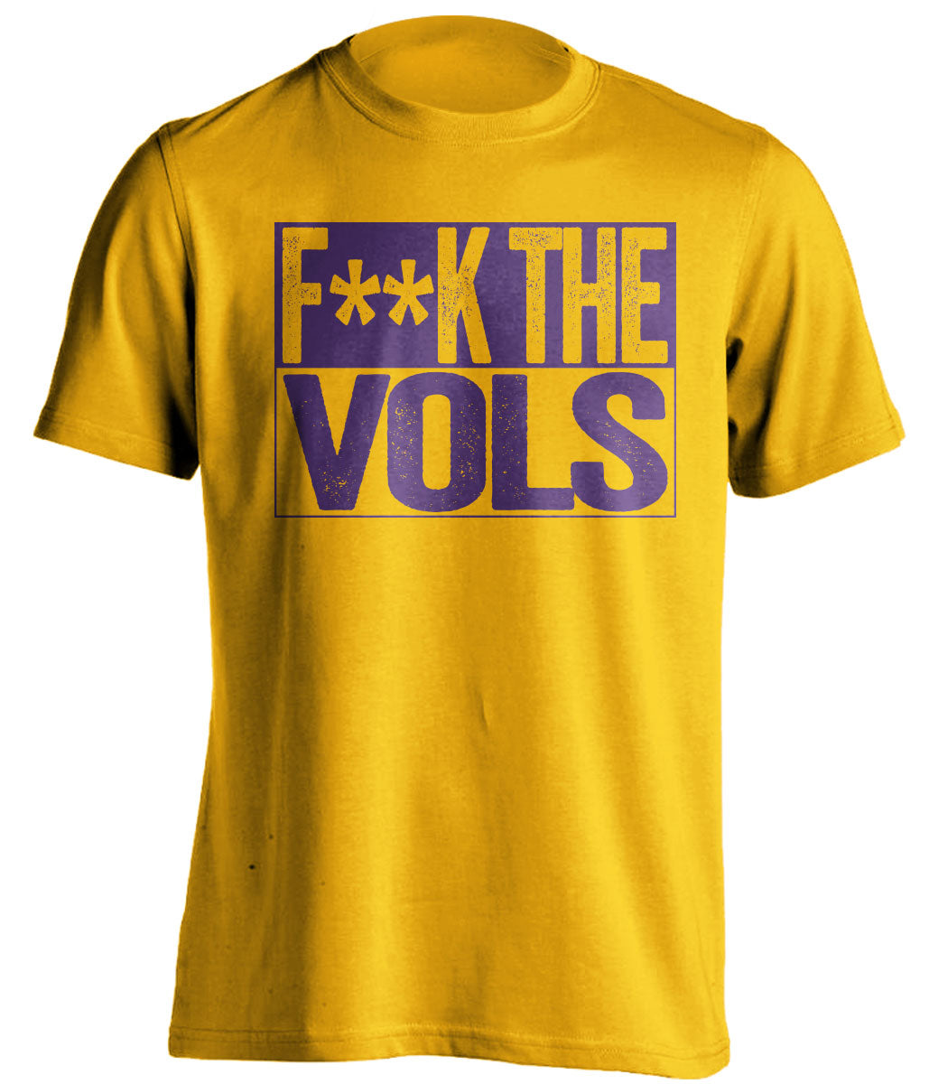 fuck the vols gold and purple shirt TTU fans censored
