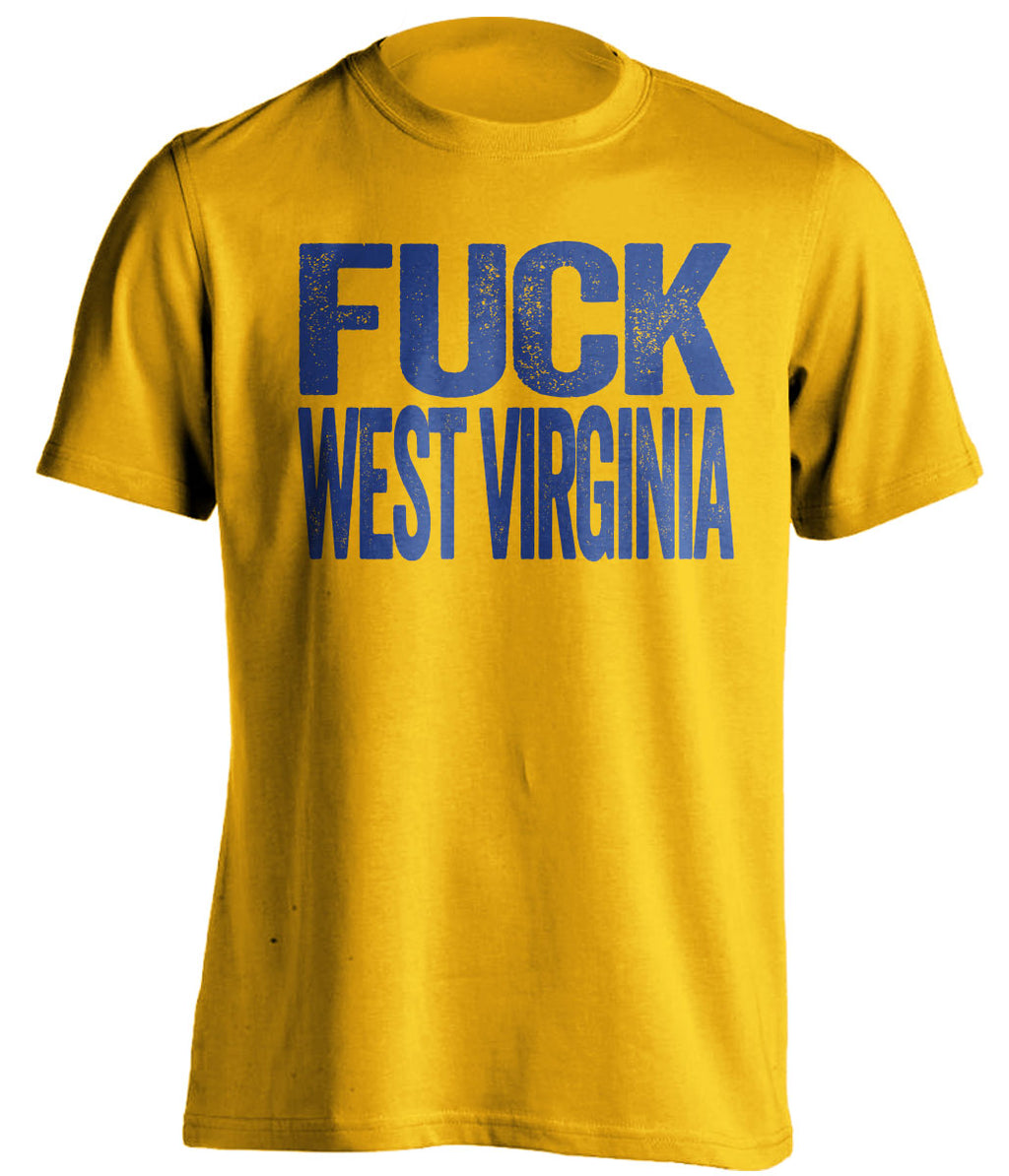 fuck west virginia wvu pitt pittsburgh panthers gold tshirt uncensored