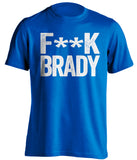 fuck brady blue colts shirt with white text censored