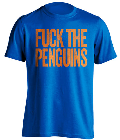 fuck the penguins NYI islanders fan uncensored blue tshirt