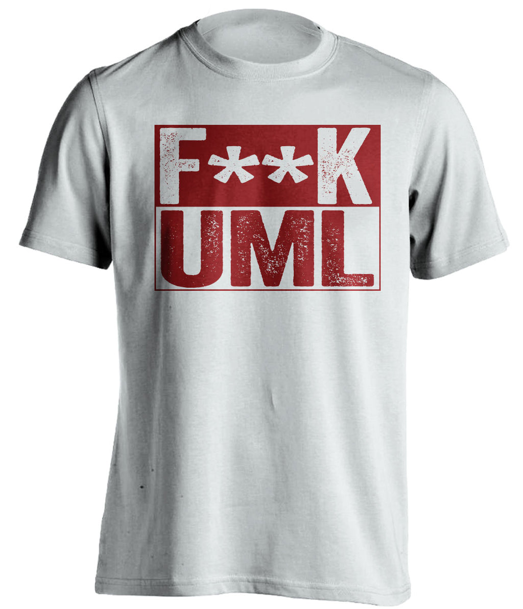 fuck uml lowell umass minutemen white shirt censored