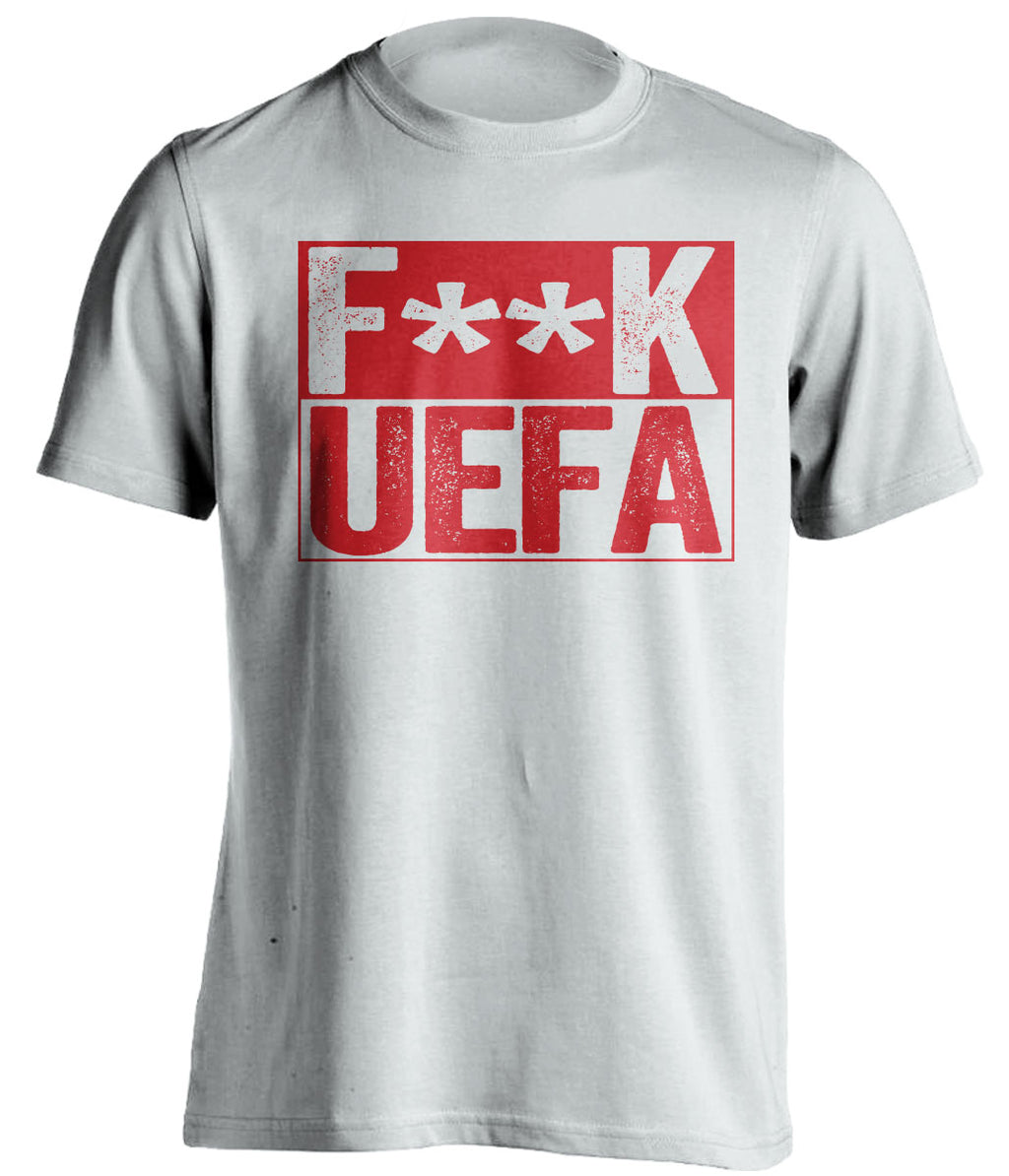 fuck uefa ucl liverpool lfc fan white shirt censored