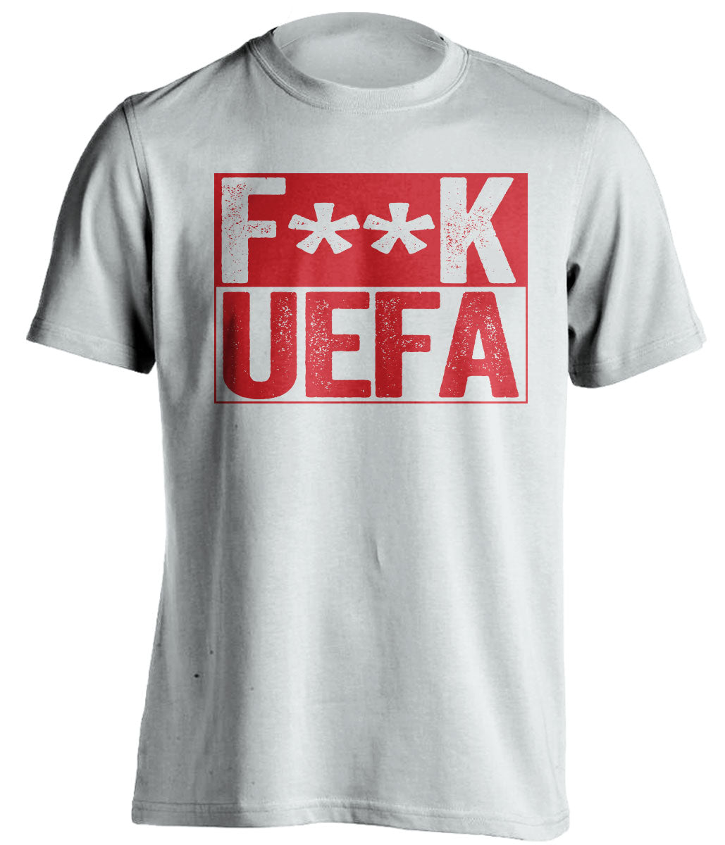 fuck uefa ucl liverpool lfc fan white shirt censored