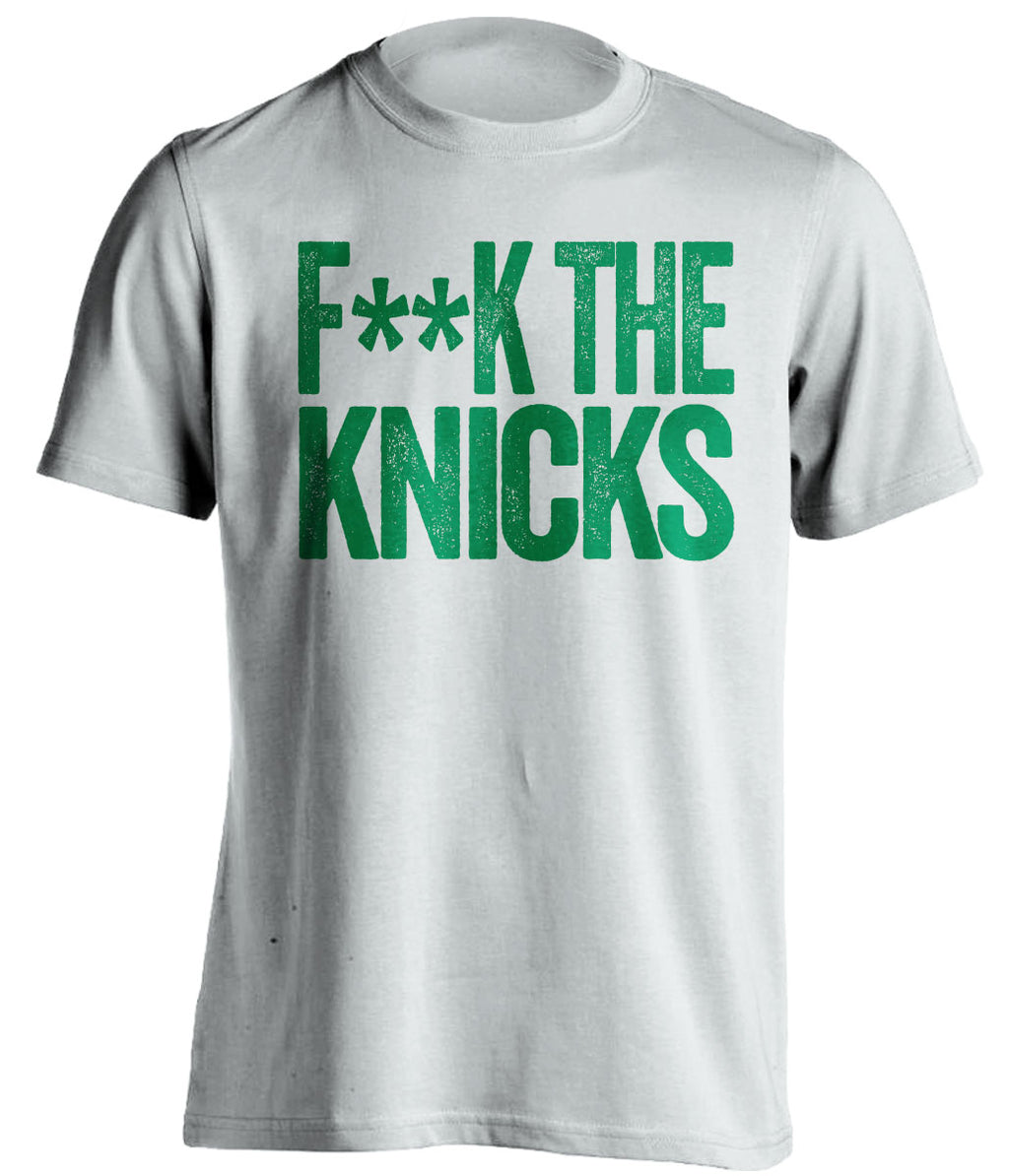 fuck the knicks boston celtics white tshirt censored