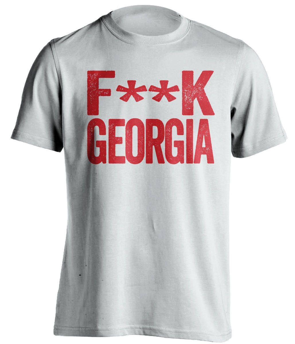 Fuck Georgia - Georgia Haters Shirt - Navy & Red - Text Design - Beef Shirts