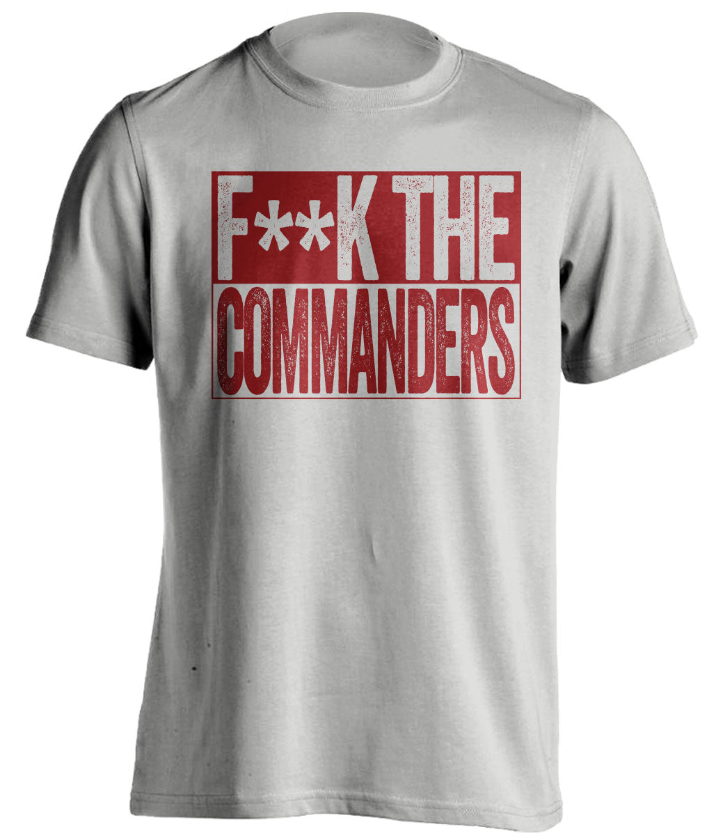 fuck the commanders name redskins fan grey shirt censored