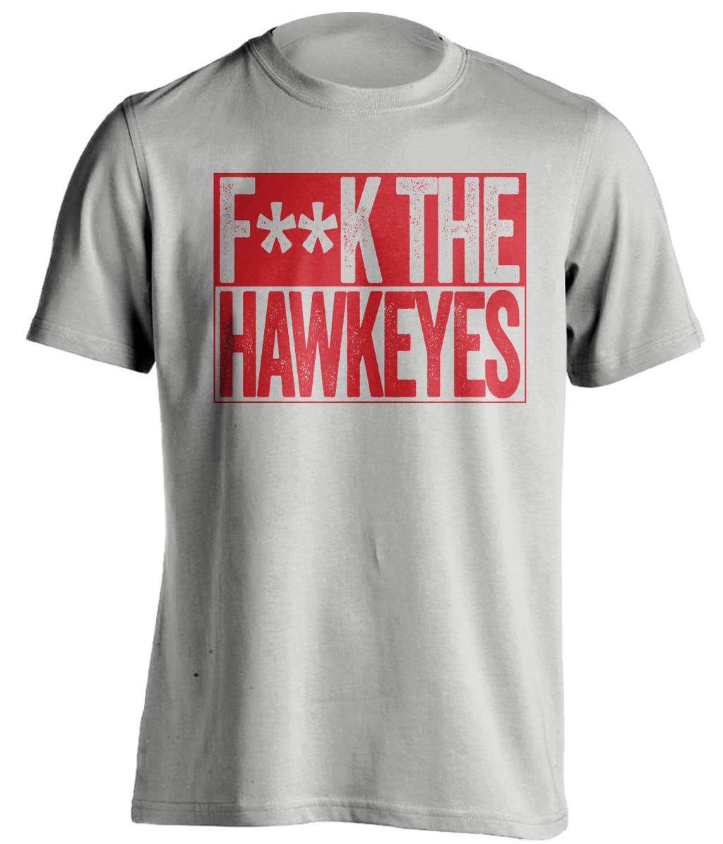 FUCK THE HAWKEYES - Nebraska Cornhuskers Fan T-Shirt - Box Design - Beef Shirts