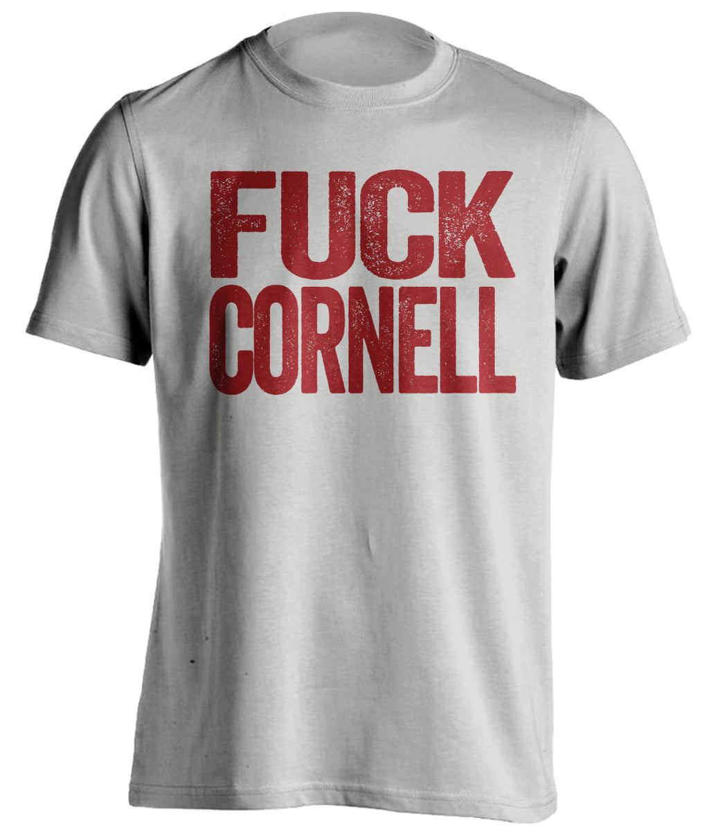 fuck cornell uncensored grey tshirt harvard crimson fans