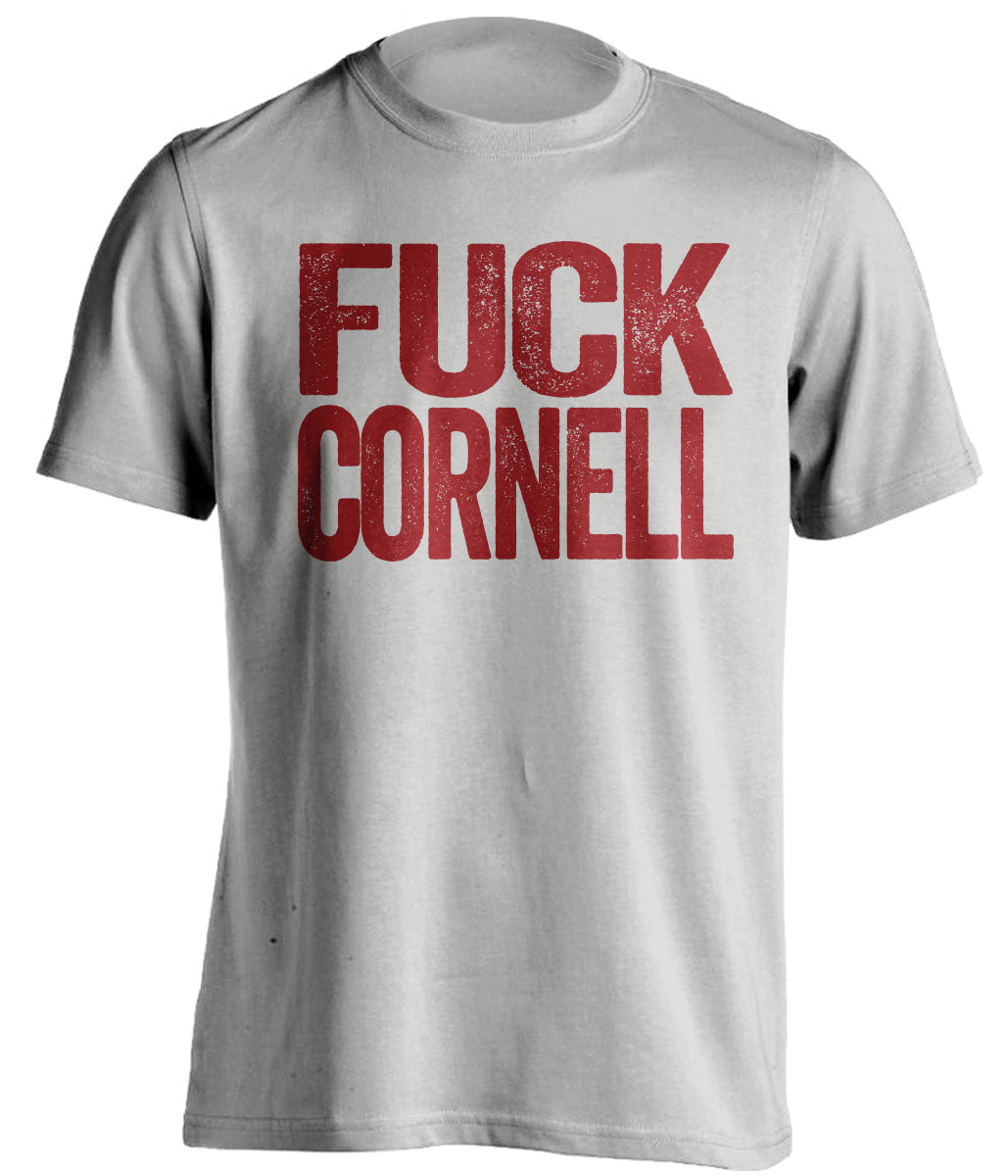 fuck cornell uncensored grey tshirt harvard crimson fans