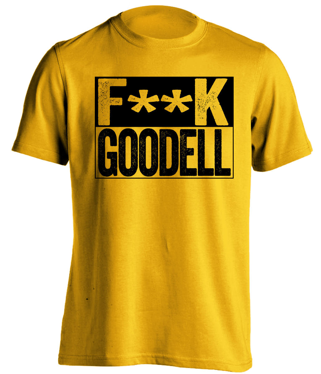 fuck goodell gold and black tshirt censored