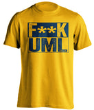 fuck uml lowell merrimack warriors gold shirt censored
