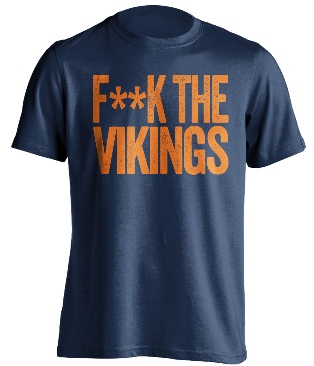 fuck the vikings chicago bears fan censored navy tshirt
