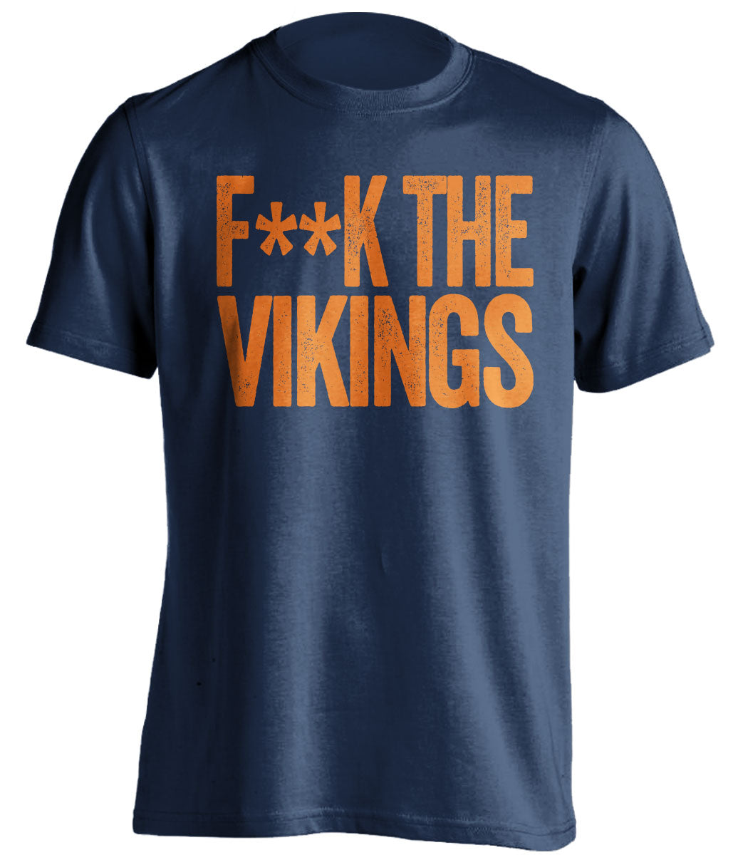 fuck the vikings chicago bears fan censored navy tshirt