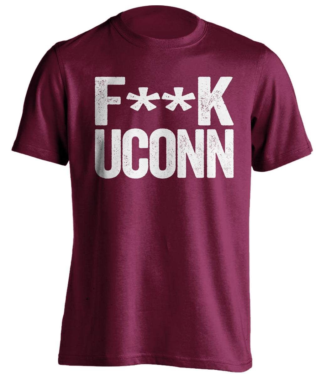 fuck uconn umass minutemen maroon tshirt censored