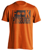 fuck pittsburgh cleveland browns fan orange shirt censored