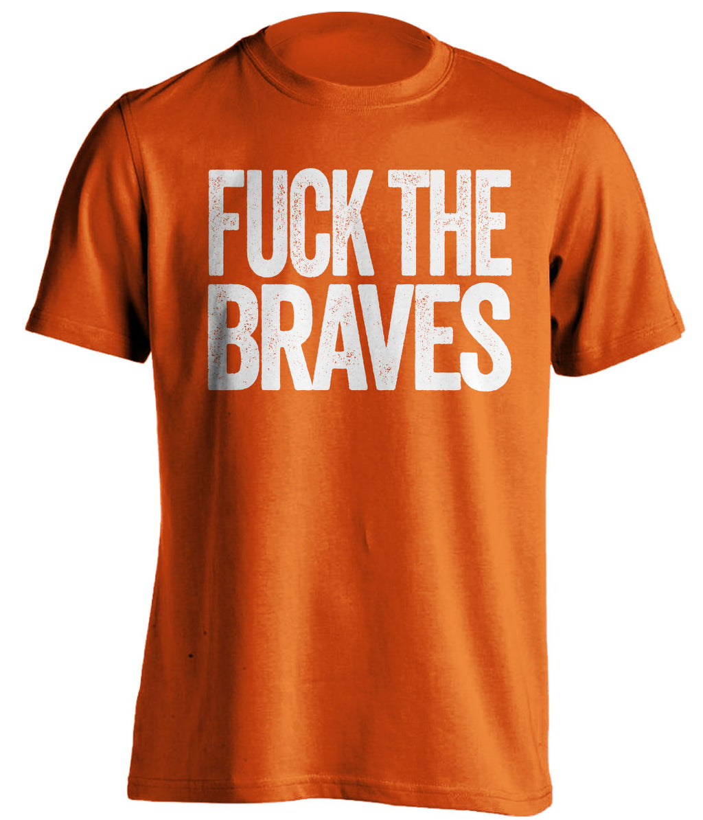 fuck the braves uncensored orange tshirt for miami marlins fans