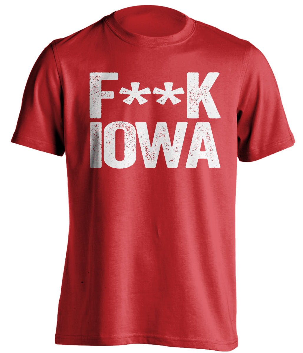 fuck iowa censored red tshirt wisconsin fans