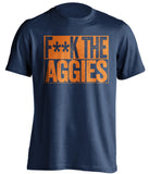 fuck the aggies navy and orange tshirt censored