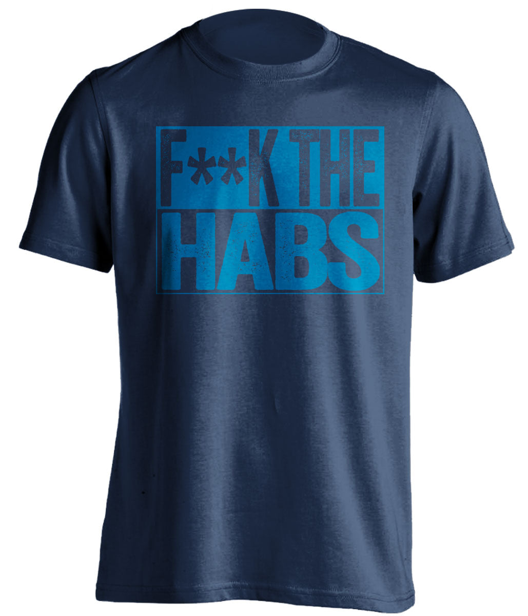 fuck the habs navy and blue tshirt censored