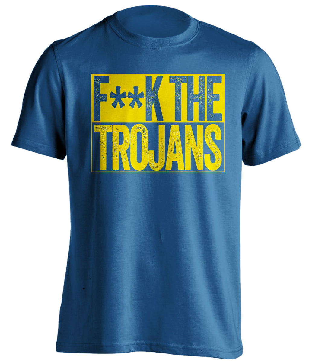 fuck the trojans usc ucla bruins blue shirt censored