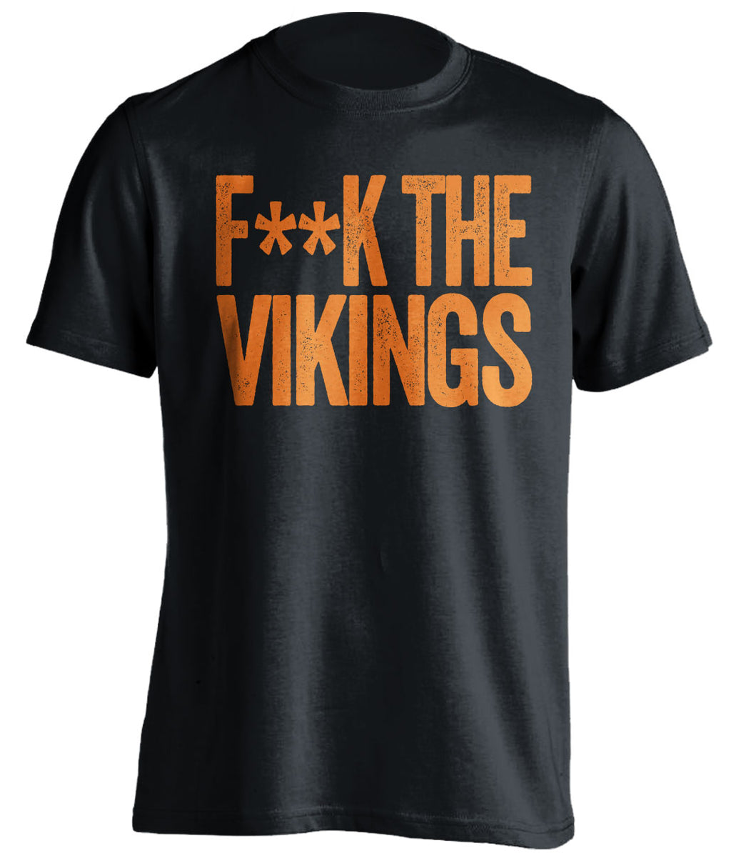 fuck the vikings chicago bears fan censored black tshirt