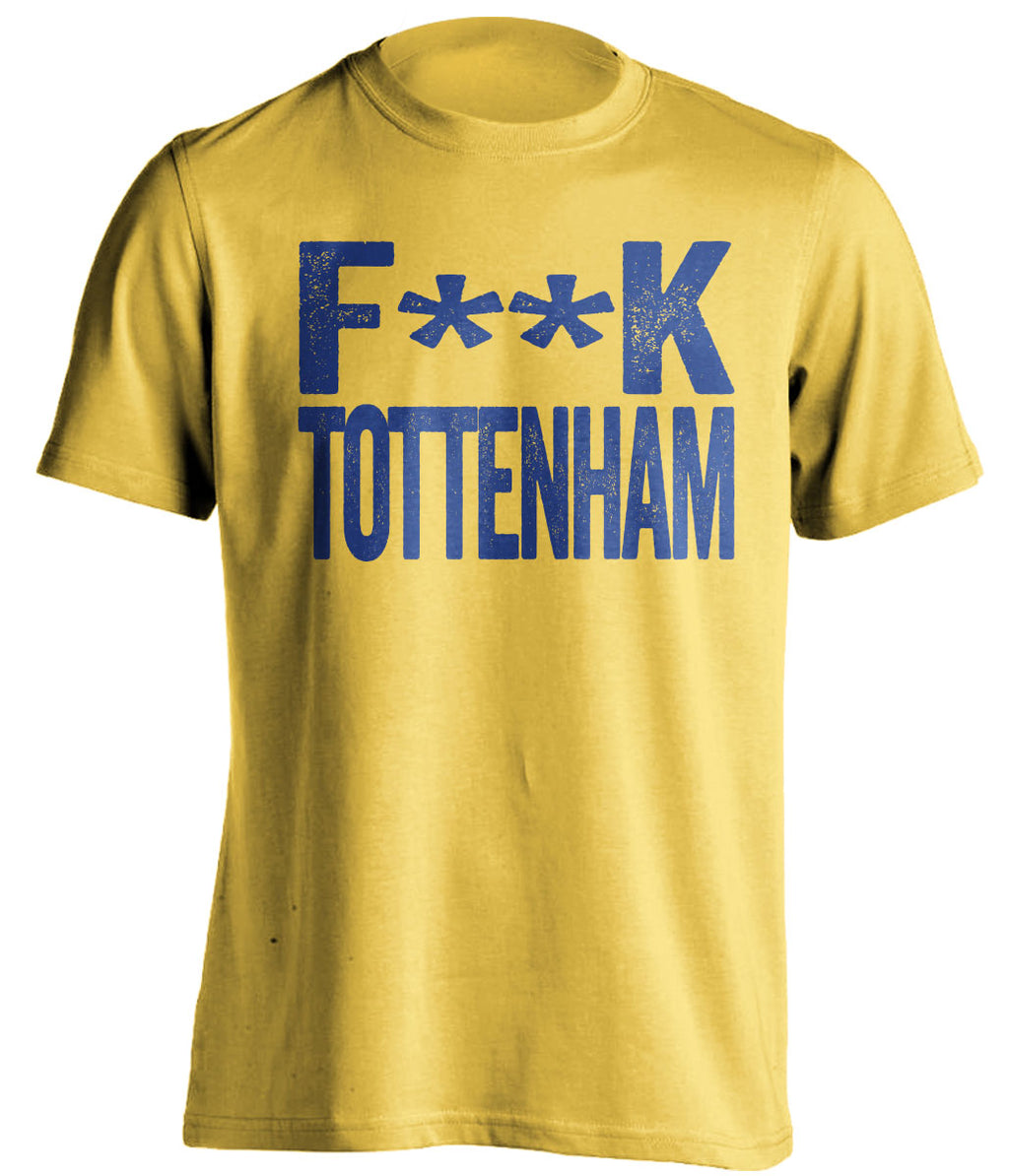 fuck tottenham censored yellow shirt chelsea colors