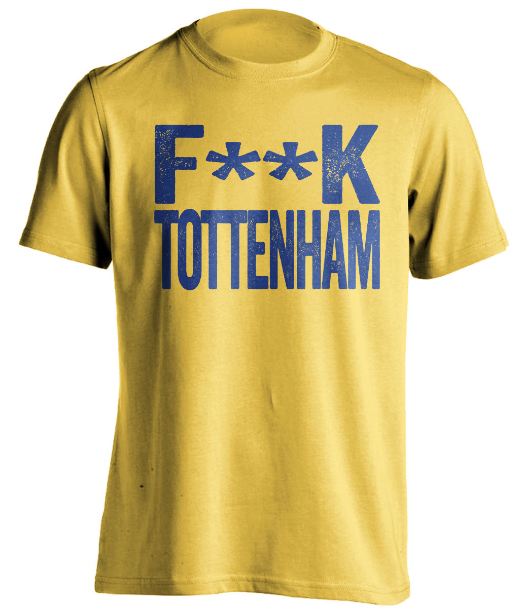 fuck tottenham censored yellow shirt chelsea colors